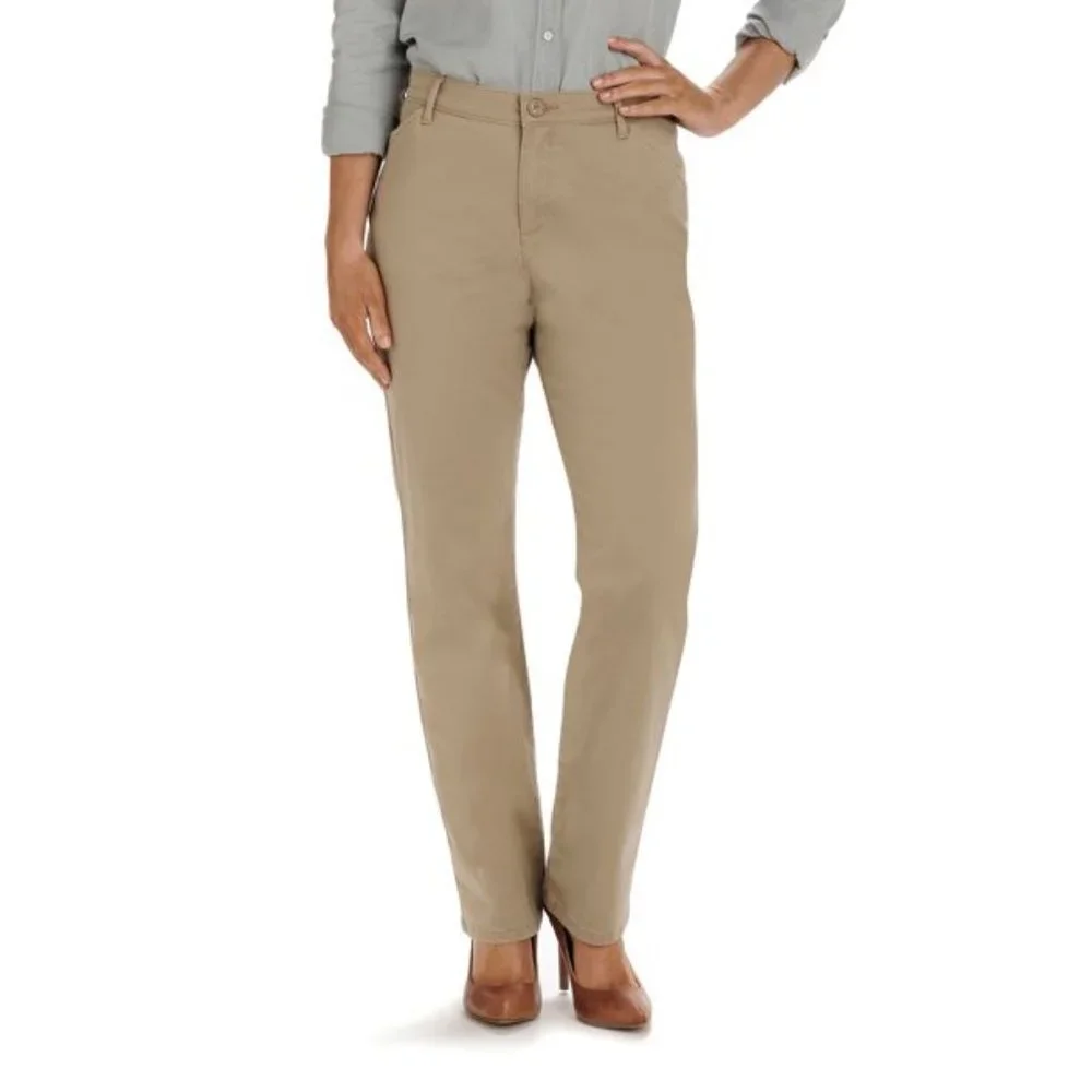 Lee Women's Relaxed Fit All Day Straight Leg Pants - Flax - Petite NWT Size 6P
